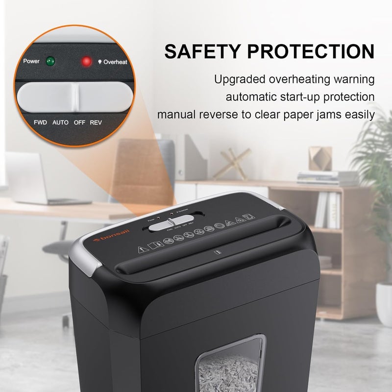 bonsaii Paper Shredder, 3.4 Gals Wastebasket, 5-6 Sheet Crosscut Shredder for Home Use - Image 4